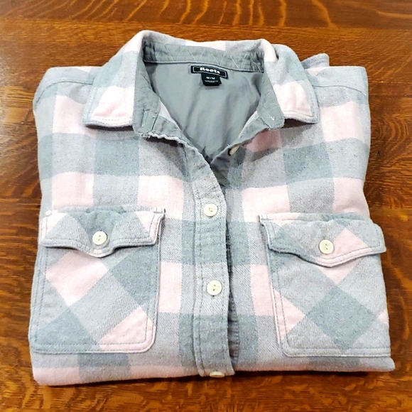 Roots Tops - Roots Pink & Gray Flannel Shirt
